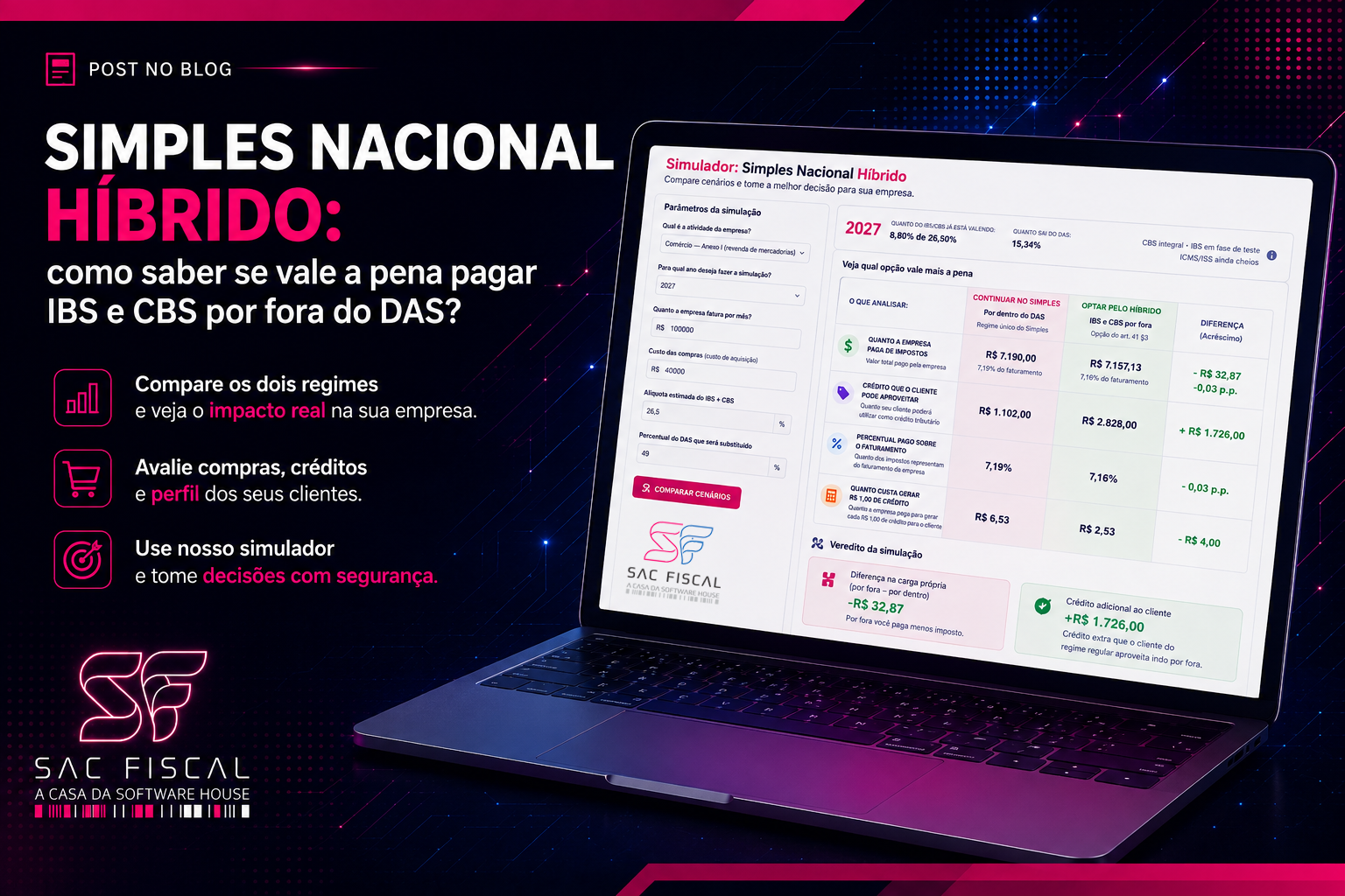 Simples Nacional Híbrido: IBS e CBS por fora do DAS